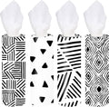 4-Pack Car Tissue Cylinders - Modern Black Line Design, Fits Car Cup Holders, Travel Tissue Tubes with Facial Tissues (Black & White)