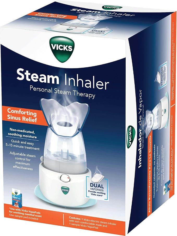 Vicks Personal Steam Inhaler for Targeted, Natural Steam Relief for Allergies, Congestion, Cough & Colds, and Sinus Irritation, Use with VapoPads - 1 Included
