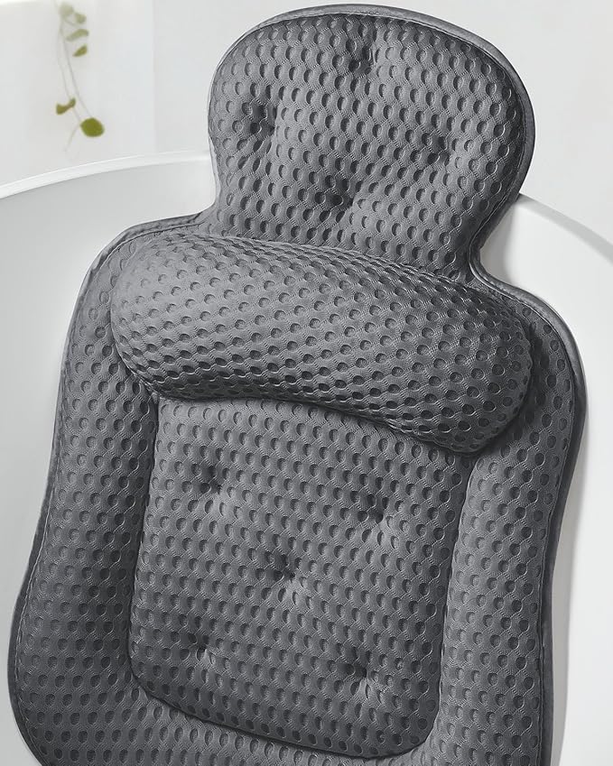 Bath Pillows for Tub, Comfortable Bathtub Cushion for Head and Neck with Soft 3D Mesh Fabric and 54 Non-Slip Suction Cups, Relaxing Tub and Shower Accessories Spa Gift White Extra Thick