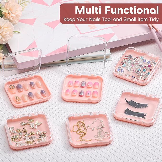 27PCS Press On Nail Storage Boxes with 5M Adhesive Double Sided Tape, Arcylic Fake Nail Display Box, Press on Box for Nails Packaging, Artificial False Nail Case, Acrylic Storage Organizer for Nails