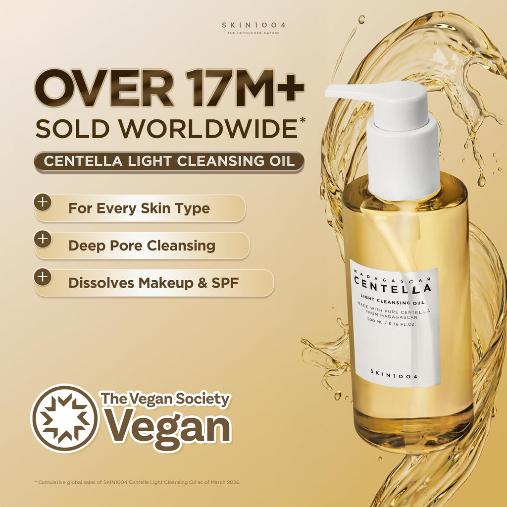 SKIN1004 Madagascar Centella Light Cleansing Oil 6.76 fl.oz, 200ml | Gentle Oil Cleanser for Face, Korean Facial Cleanser, Double Cleansing