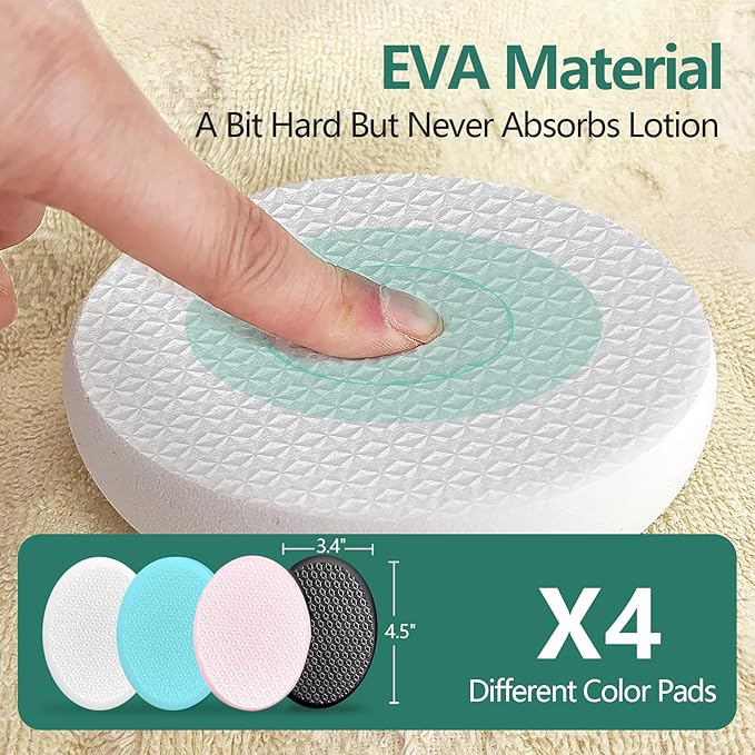 Svarvns Back Lotion Applicator with 4 Replaceable Pads, Lotion Applicator for Back Self Elderly, Women, Cream Medicine Applicator with 17" Curved Handle Easy to Target Back and Feet, Colorful