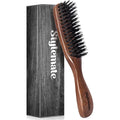 STYLEMATE Hair Brush for Men, Mens Nylon Stiff Bristles Hard Firm Hair Brush for Thick Hair, Slick Back Natural Black Walnut Wooden Handle for Smoothing, Detangling, Styling