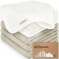 6-Pack Baby Washcloths, Soft Absorbent Washcloths for Face, Body (White/Stone)