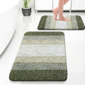 OLANLY Bathroom Rug Set 2 Piece, Soft Absorbent Microfiber Bath Rug Set, Non-Slip, Machine Wash Dry, Plush Shaggy Bath Mats for Bathroom (30"x20"+24"x16", Dark Green)