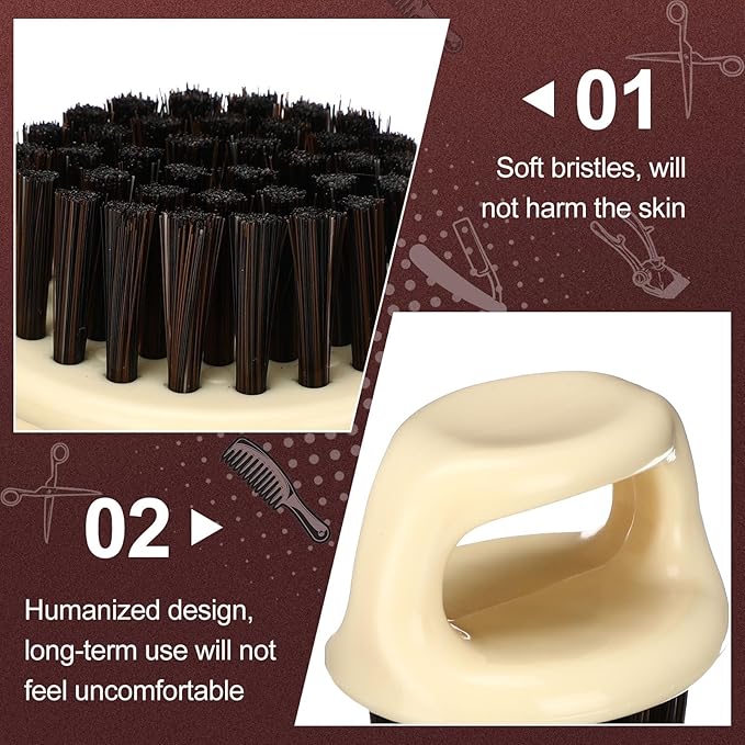 4 Pcs Knuckle Brush for Men Barber Brush, Fade Brushes, Face and Neck Brushes, Mustache and Hair Supplies, Essential Barber Tool for Professional Barbering and Grooming Services(Beige)