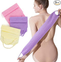 Silkyhose 3Pcs Dual-Sided Exfoliating Stretch Back Scrubber with Handles.