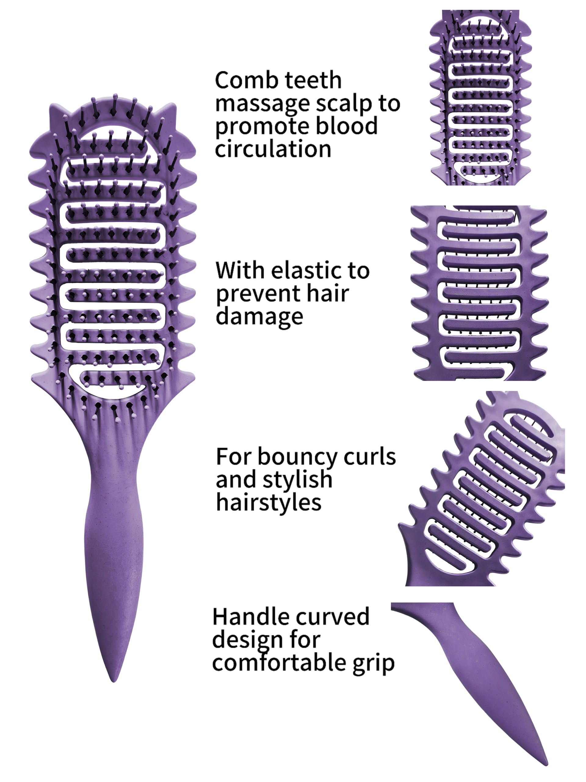 Curl Defining Brush,2025 Vented Hair Brush For Detangling Styling,For Curly Hair Wet,Shaping And Defining Curls For Women Gift For Women Less Pulling(purple)