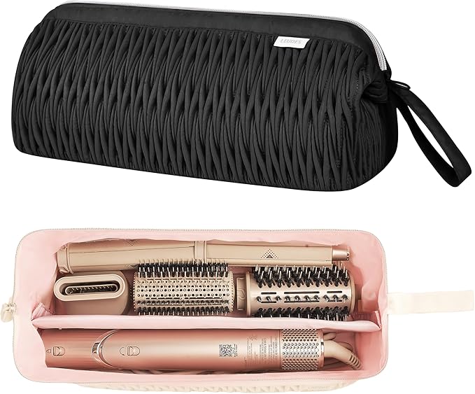 Leudes Dyson Airwrap Travel Case for Shark Hair Dryer Airstraight Flex Style Hair Attachment Tool Organizer Accessories Air Wrap Flat Curling Iron Carrying Case (Black)