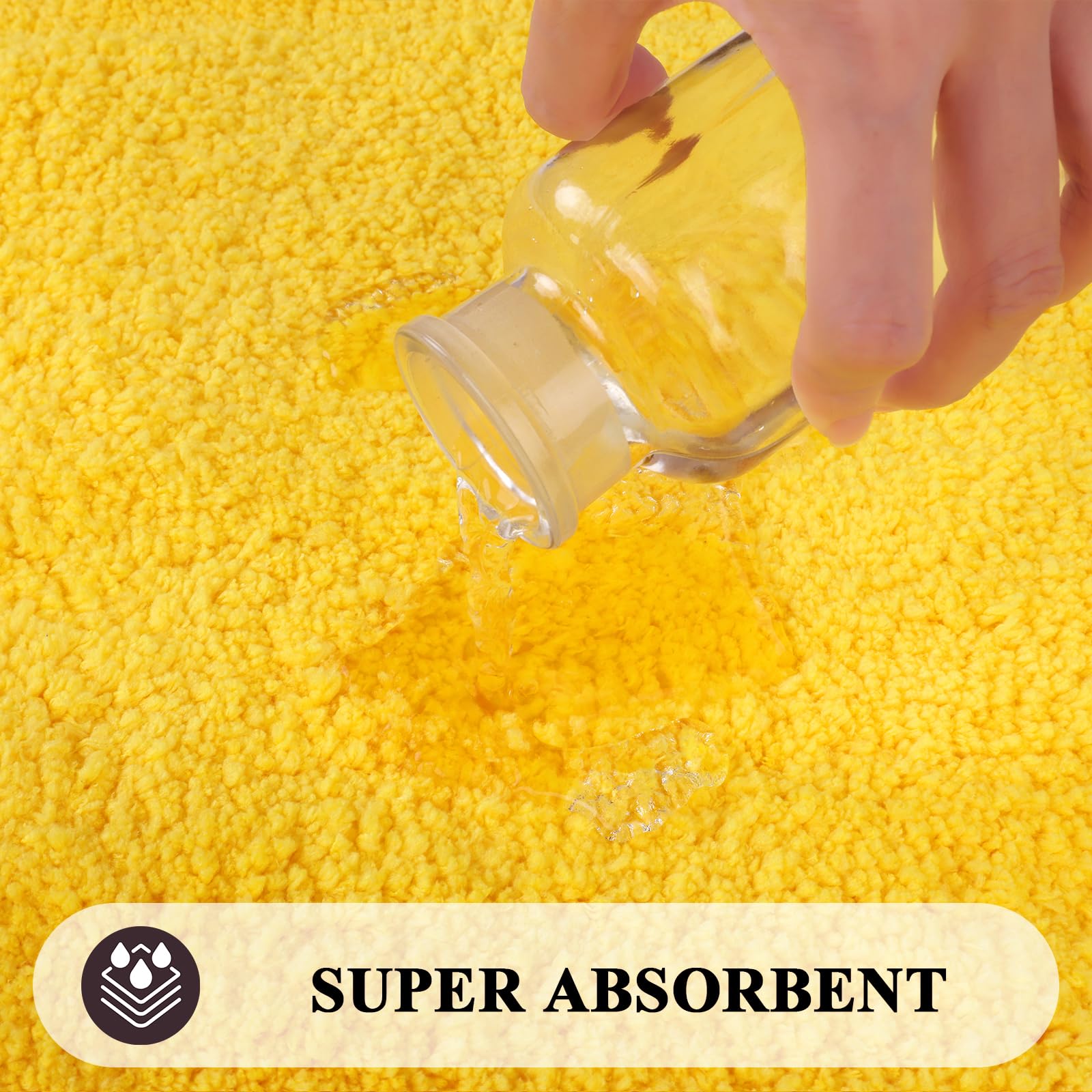 SHACOS Soft Microfiber Bathroom Rugs Set of 2 Pieces, Yellow