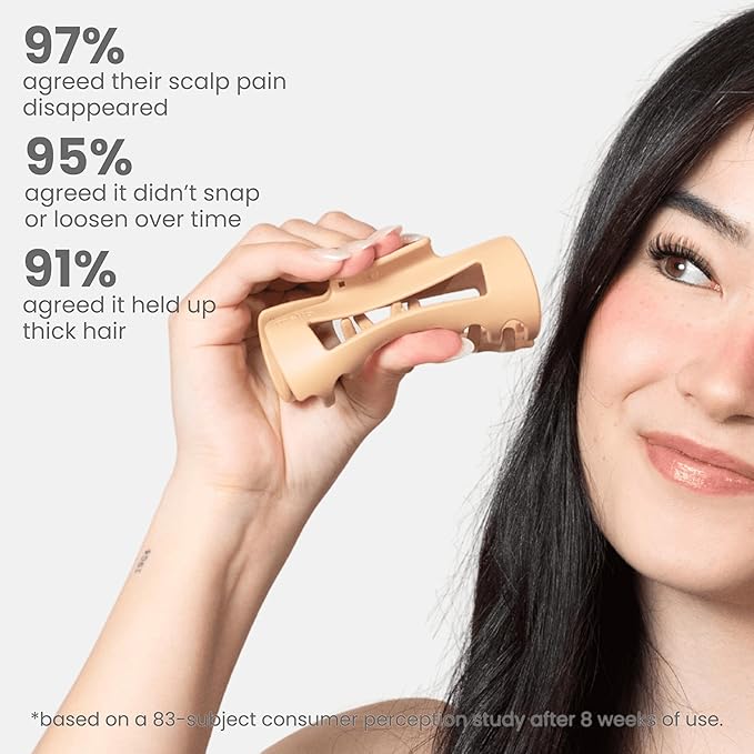 Mello Medium Hair Clip - Flexible Comfort Hair Claw for Women, Strong Hold for Thick & Thin Hair Styling, Durable Material, Matte Non-Slip Finish, Made in Korea, Patent Pending (Brown, Medium)