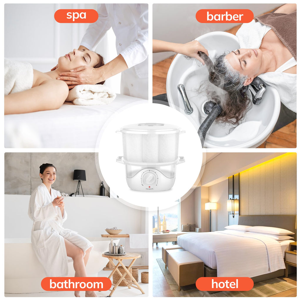 TASALON White Hot Towel Steamer for Facials, 5-Min Quick Heating Towel Warmer Machine, Portable Spa Salon Equipment with Aromatherapy for Massage