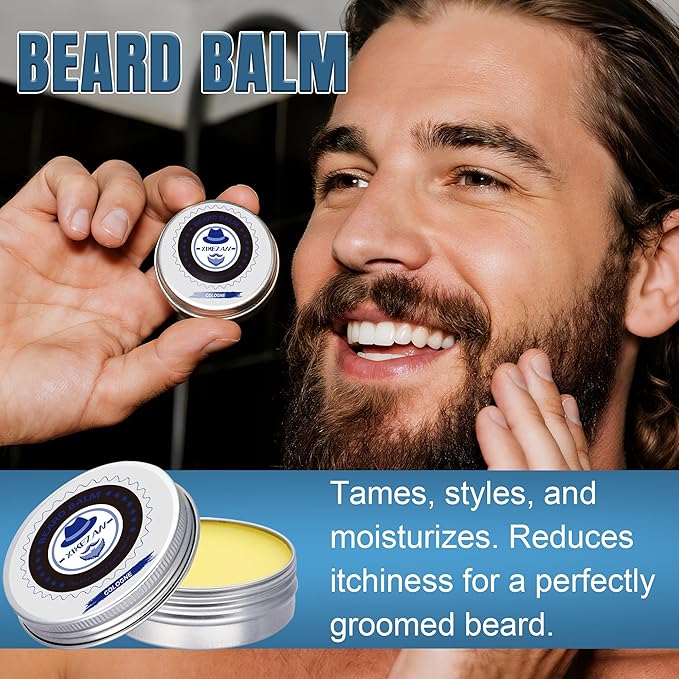 XIKEZAN Boyfriend Birthday Gifts, Beard Grooming Kit with Cologne Beard Shampoo, Oil, Balm, Conditioner, Brush,Comb,Unique Valentines Fathers Christmas Stocking Stuffers Gifts for Men Him Husband