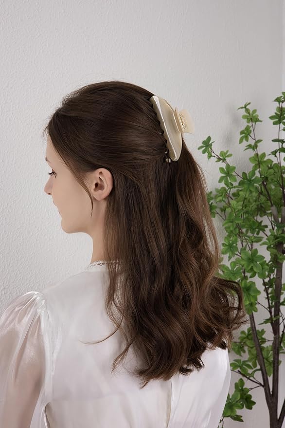 OideGuiing Durable Acetate Hair Clips - 4-Inch Creme Claw Clips for Fine and Thick Hair (Creme)