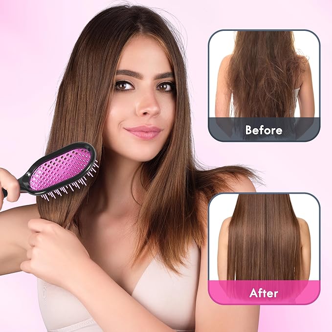 Aussumy Vented Detangling Hair Brush - 2 Pack Detangler Hairbrush for Effortless Tangle Removal - Ultra-Soft Bristles -For Natural Curly Straight Wet Dry Damaged Hair for Women Men Kids