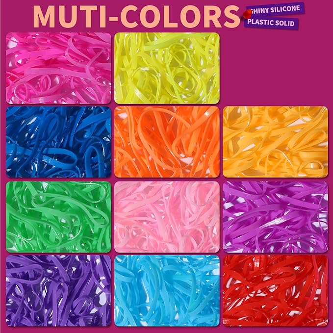 Teenitor 2000Pcs Elastic Hair Ties Toddler, Elastic Rubber Bands Baby Hair Ties, Multi Color Hair Ties for Little Girls Elastic Small Rubber Bands for Kids Baby Girls Toddler Elastic Ties Colorful