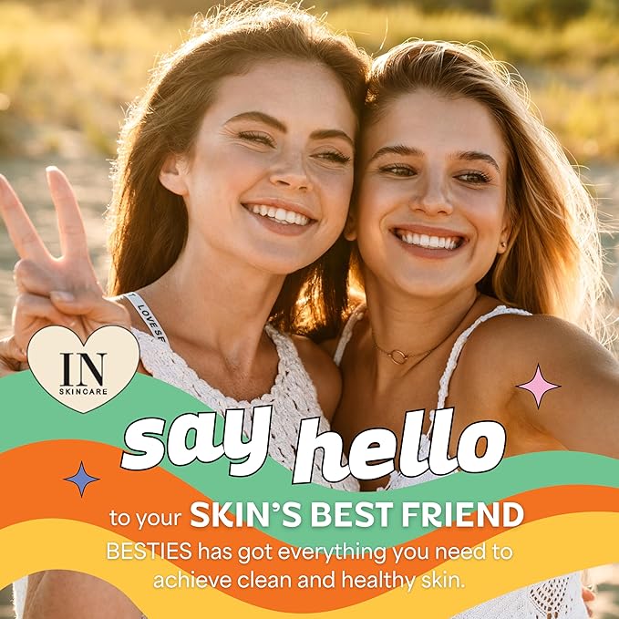 InstaNatural BESTIES BFF Four Step Teen Skincare Kit | Simple Skincare for Healthy Skin (Cleanser, Toner, Serum & Gel Moisturizer for All Skin Types) (BFF Four Step Kit, Fresh Citrus)