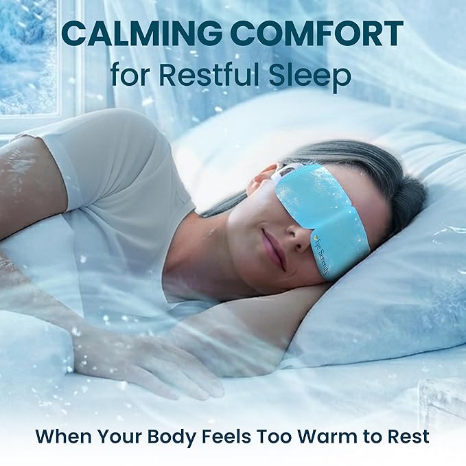 Lure Essentials Eye Serenity CHILL Self Cooling Eye Mask for Sleeping, Cooling Eye Patches for Dark Circles and Puffy Eyes, Cold Compress, Spa Relaxation and Self-care Gifts for Women & Men