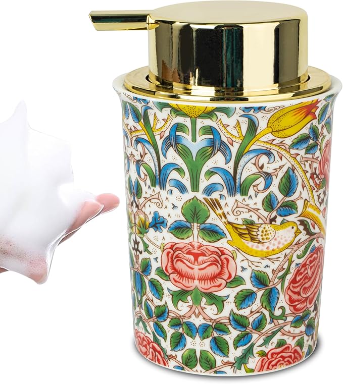 Vintage Rose Ceramic Foaming Soap Dispenser for Bathroom & Kitchen Refillable Lotion Liquid Foam Pump Dispensers