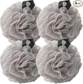 Loofah Sponges for Shower,Exfoliating Cleaning Bath Loofa Body Scrubber Balls for Women Men Washing,All Gray 4 Pack Loofahs