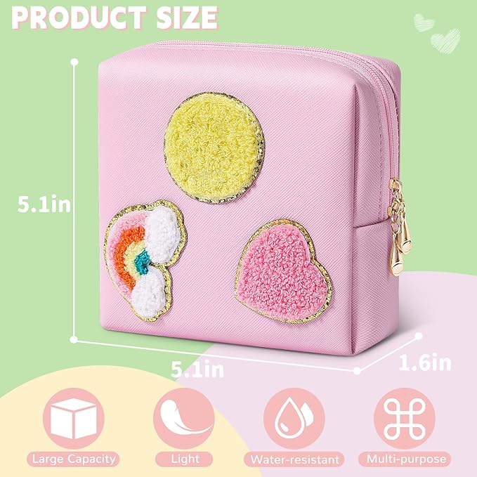 Period Bag for Teen Girls Shark Week Pouch Portable Sanitary Pad Bags for Period Teen Period Pads Pouch for Panty Liners, Tampons, Menstrual Cup - White