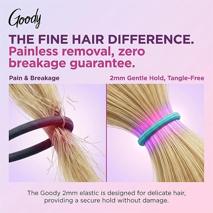 Goody Ouchless Hair Elastics 36-Count Brooke Assorted | No-Damage Ponytail Holders with Strong Tangle-Free Grip | Soft No-Pull Hair Ties for Fine to Medium Hair for Women & Men