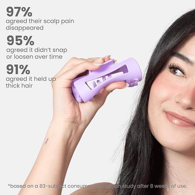 Mello Medium Hair Clip - Flexible Comfort Hair Claw for Women, Strong Hold for Thick & Thin Hair Styling, Durable Material, Matte Non-Slip Finish, Made in Korea, Patent Pending (Purple, Medium)