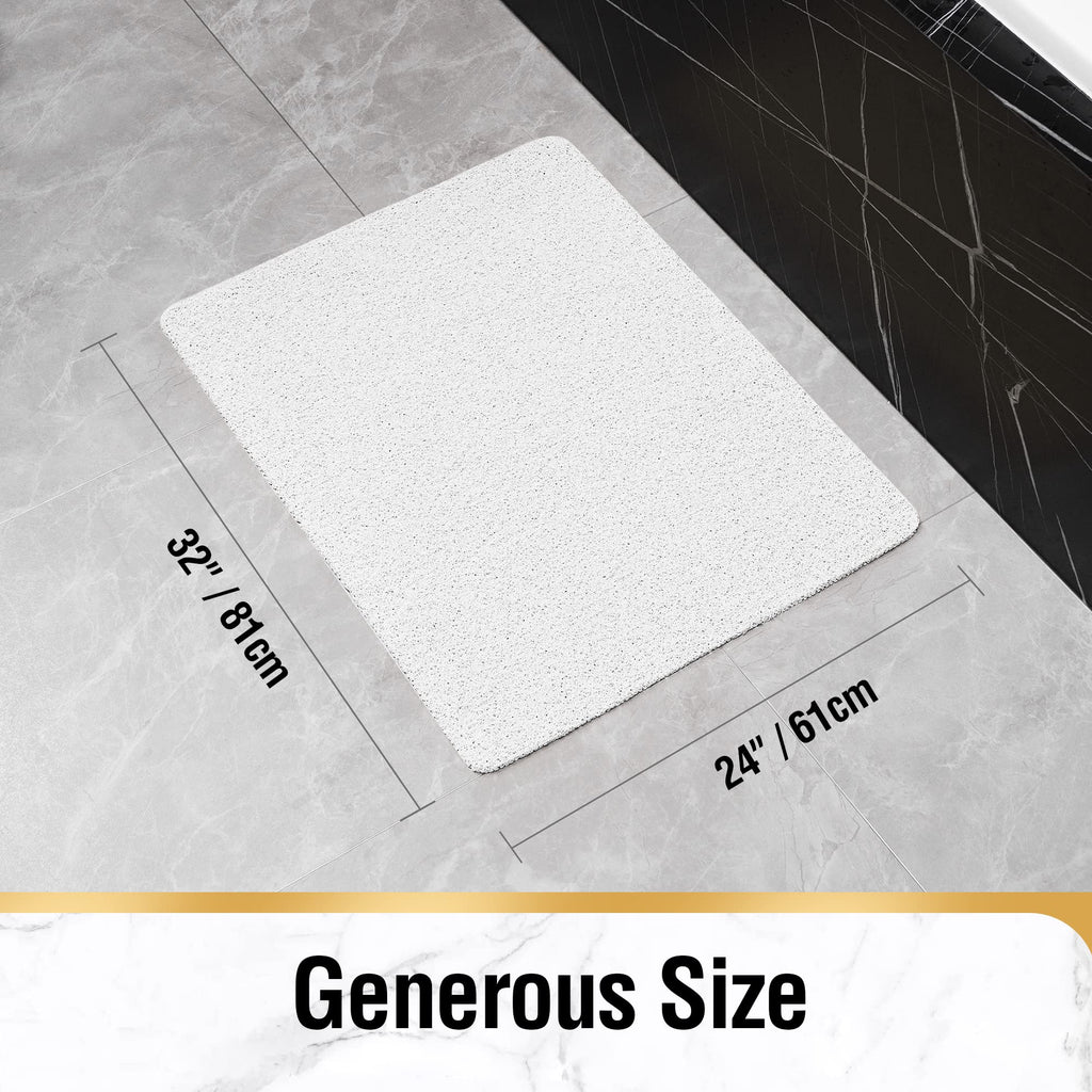 HITSLAM Shower mat Non Slip, 24 x 32 Inch Bathtub Mat Non Slip with Drain, Soft PVC Loofah Shower Bath Mat for Tub, Quick Drying Bathroom Shower Mat, White