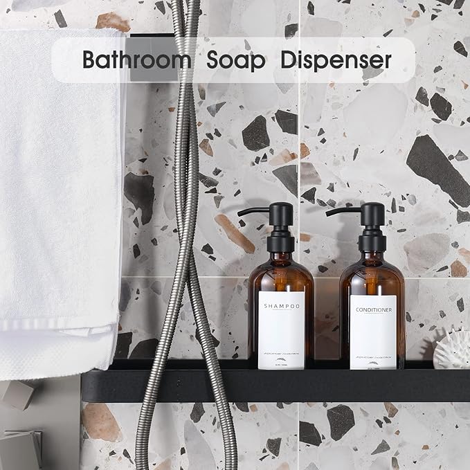 Supforce Shampoo and Conditioner Dispenser, 16.9oz Refillable Shampoo and Conditioner Bottles with Matte Pump and Funnel, Modern Shower Dispenser with Waterproof Labels for Hotel Home Bathroom