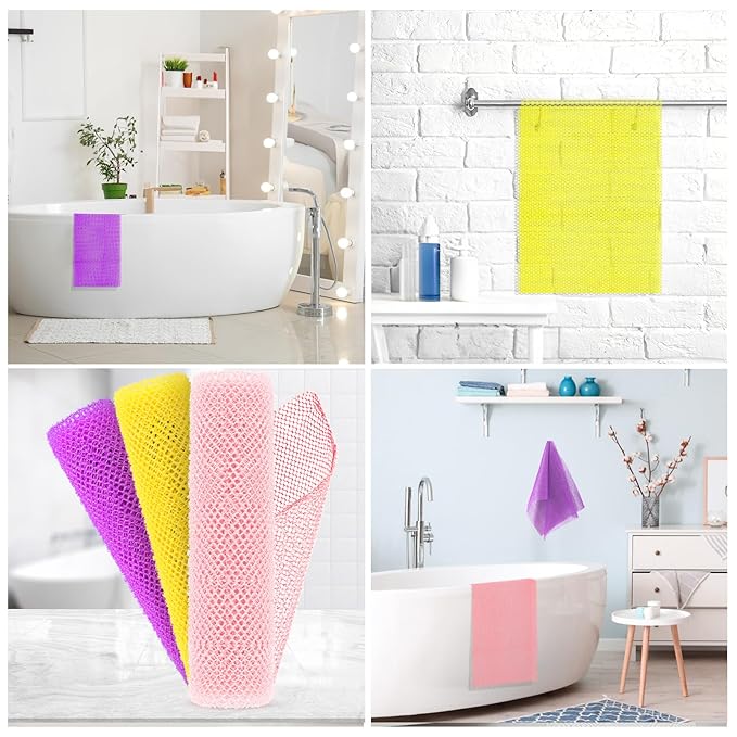 3 Pieces African Bath Sponge African Net Long Net Bath Sponge Transform Your Shower Routine with African Bath Sponges for Exfoliated, Silky Smooth Skin (Pink,Yellow,Purple)