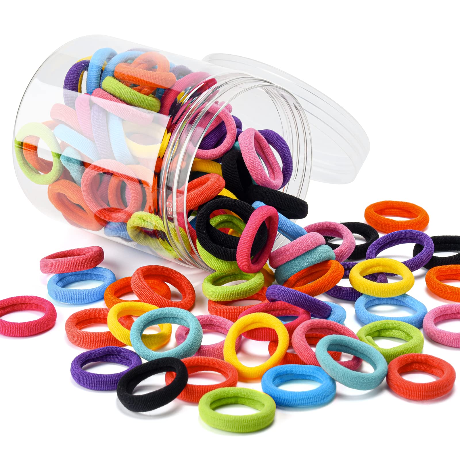100 Pcs Baby Hair Ties, Seamless Cotton Toddler Hair Ties for Girls and Kids, Multicolor Small Soft No Damage Hair Elastics Ponytail Holders(10Colors)