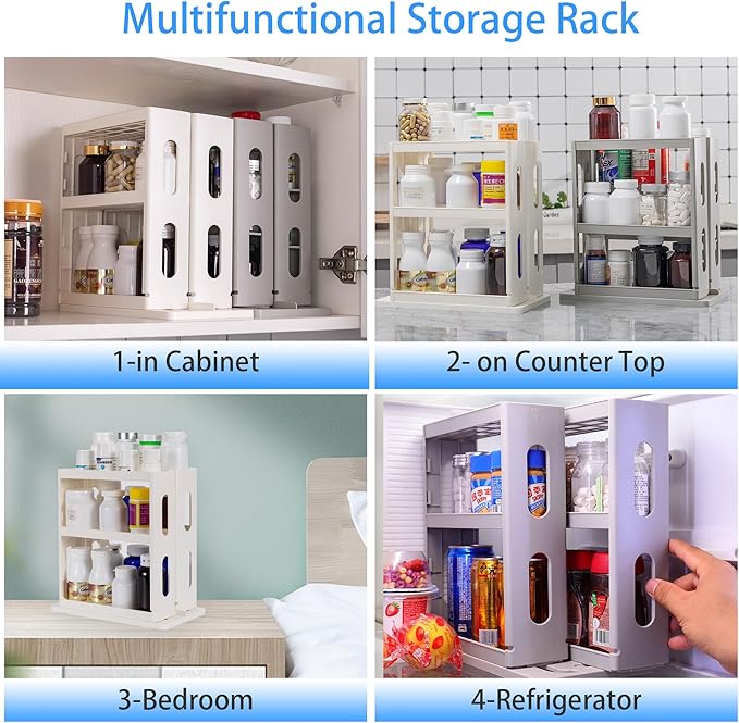 Medicine Organizer 2 Three-Decker Shelves Cabinet Storage Rack Organizer for Holding Vitamins, Supplements Cosmetics 10.82”H x 5.82”W x 10.43”D (Advanced Gray)