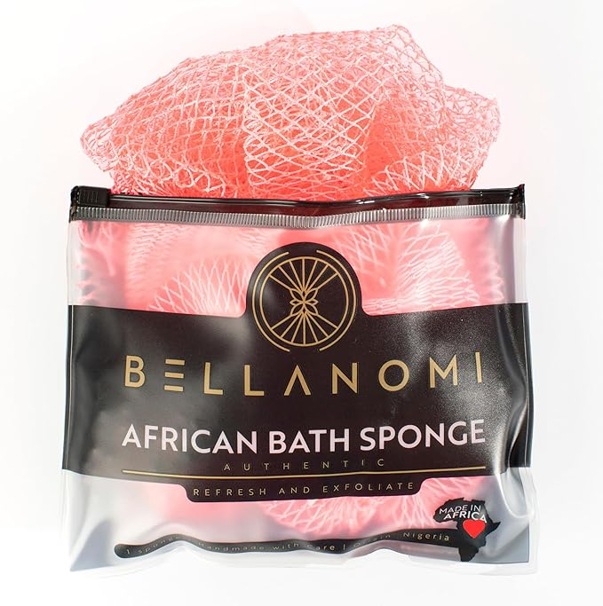 BELLANOMI African Net Sponge - Authentic Sapo Exfoliating Net, Ethically sourced from Nigeria, 45" Long Back Scrubber, Quick Dry Loofah Alternative for Gentle Exfoliation Daily Use