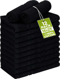 Utopia Towels Cotton Bleach Proof Salon Towel 16 by 27 inches, Bleach Safe 100% Cotton Hand Towel for Gym, 12 Pack, Black