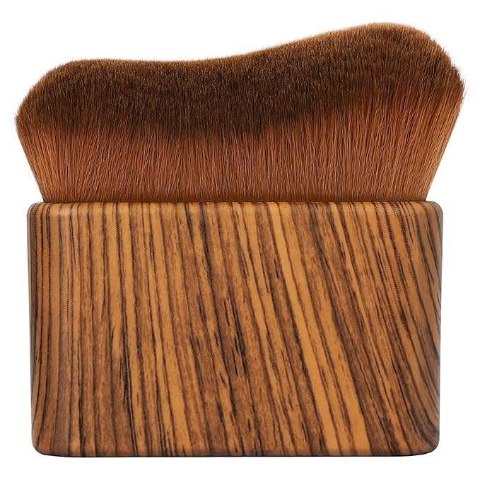 Large Kabuki Self Tanner Brush | Professional Body Makeup Brush for Self-Tan, Leg Makeup and Body Bronzer | Vegan Blend & Blur Sunless Tanning Applicator for Lotion, Mousse & Liquid (Brown)