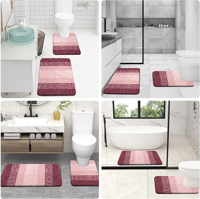 OLANLY Microfiber Bathroom Rugs Sets 3 Piece, 30"x20"+24"x16"+24"x20"