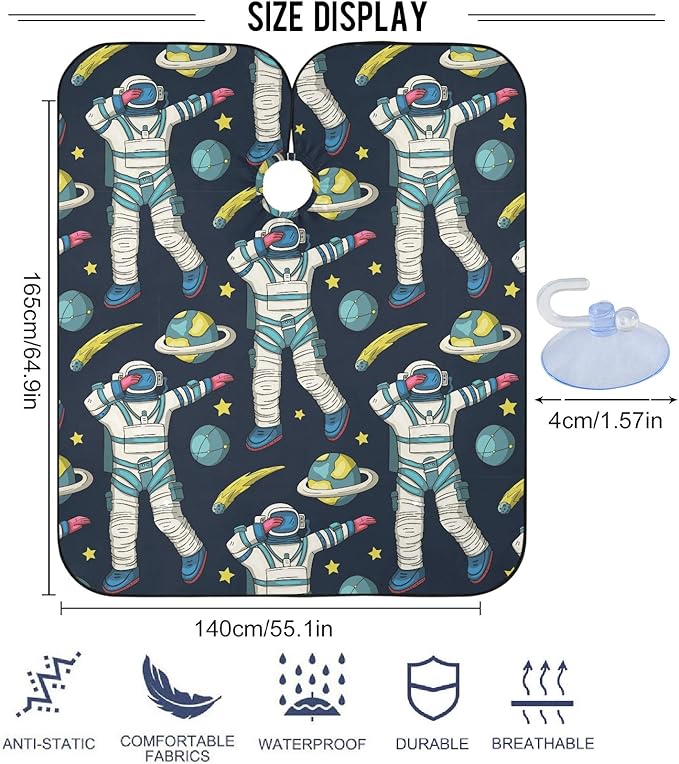 visesunny Barber Cape Astronaut Universe Galaxy Man Dancing Dab Polyester Hair Cutting Salon Cape Apron Anti-Static Haircut Water-Resistant Shaving Cloth Beard Shaving Bib Hairdressing Cape