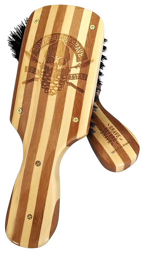 Grave Before Shave Beard Brush for Men with 100% Wild Boar Bristles and Bamboo Wood Handle