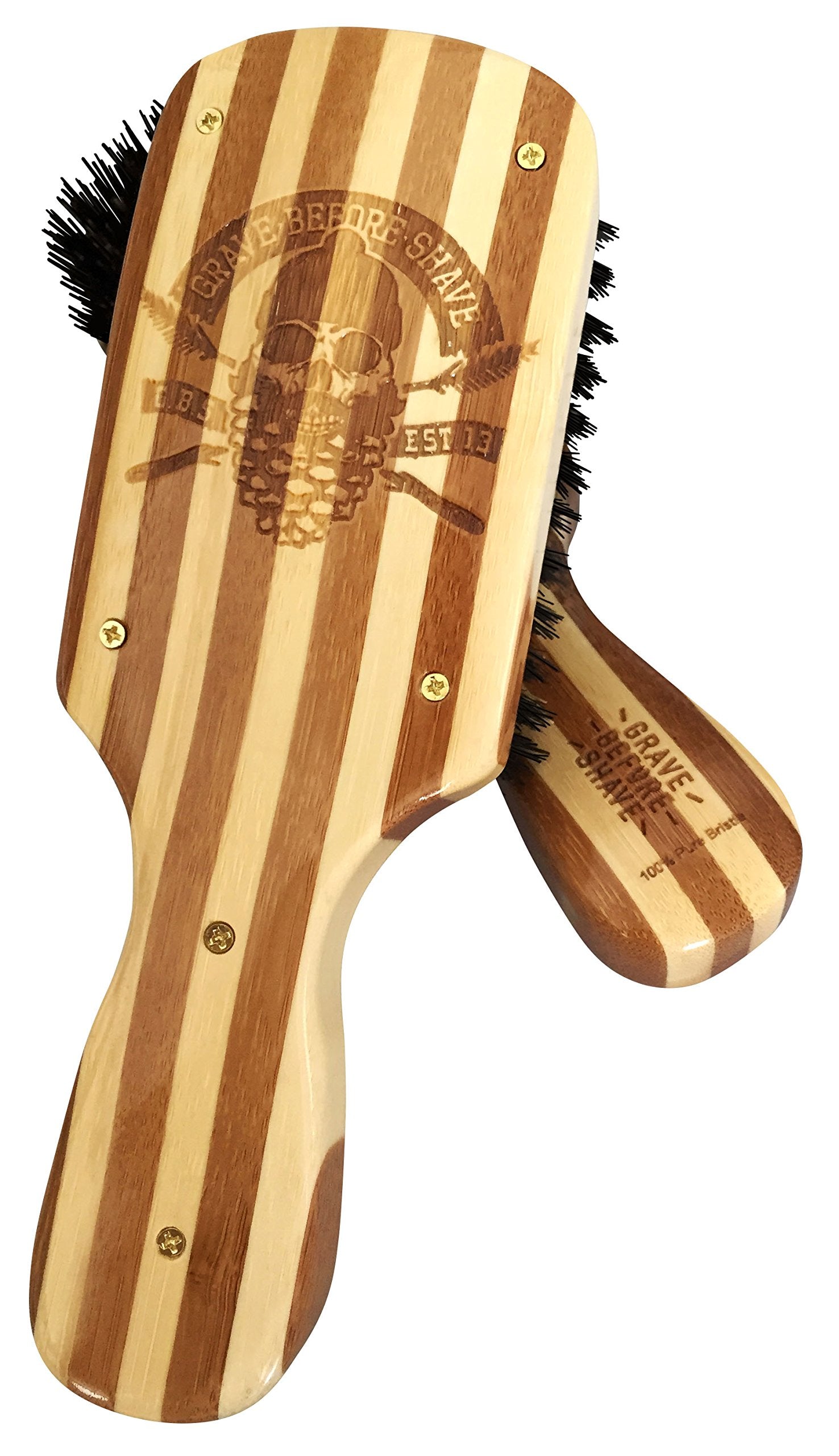 Grave Before Shave Beard Brush for Men with 100% Wild Boar Bristles and Bamboo Wood Handle