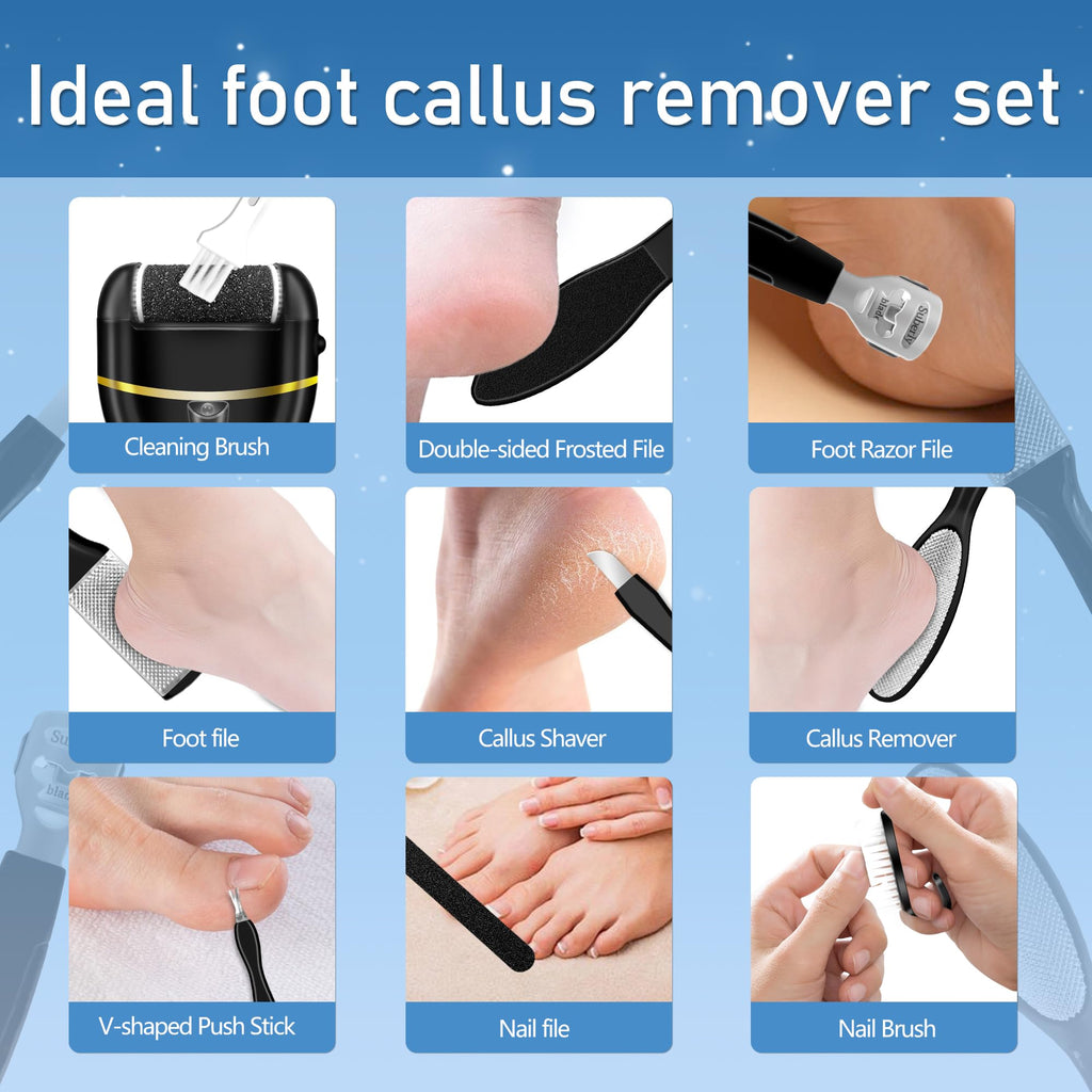 Electric Foot Callus Remover Waterproof，17 in1 Callus Remover for Feet
