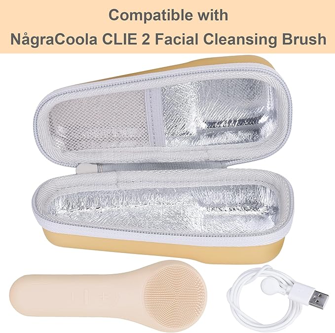 co2CREA Hard Carrying Case Compatible with NågraCoola CLIE 2 1 Silicone Face Scrubber Facial Cleansing Brush (Oat)