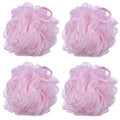 iboodi 60g/pcs Pink Mesh Bath Sponge Shower Pouf Loofahs Shower Puff Pack of 4 (Pink)