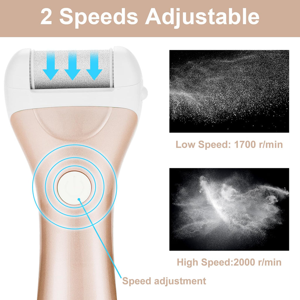 Callus Remover for Feet, Nicebirdie Electric Foot File Callus Removers Rechargeable Waterproof Pedicure Tools Foot Scrubber Shaver Feet Care Tool for Cracked Heels Dead Skin （Golden）