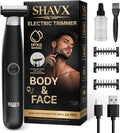Body Hair Trimmer for Men Electric Shaver for Pubic & Groin Hair Ball Groomer, Beard, Chest, Legs, Sensitive Areas, with Skin-Safe Dual Blades, Waterproof Wet-Dry IPX6 Rechargeable USB-C, 3 Combs