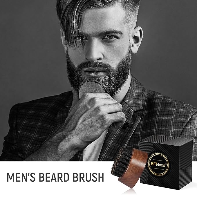 BFWood Beard Brush for Men, Natural Boar Bristles Beard Brush