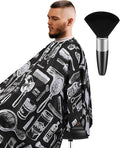 ULG Professional Hair Cutting Cape with Neck Duster Brush Waterproof Extra Large Size Salon Barber Cape Haircut Cape for Men Women and Kids, 57”×72” Full Body Coverage, Black with White Printing