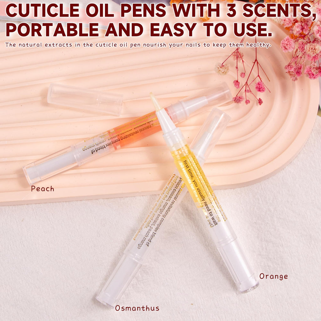 3PCS Cuticle Oil for Nails,Cuticle Oil Pen for Nail Care, Nail Cuticle Oil with Nail File,Cuticle Softener for Damaged Nails,Cuticle Kit for Natural Nails,Nail Oil Pen for after Manicure(Mixed Scents)