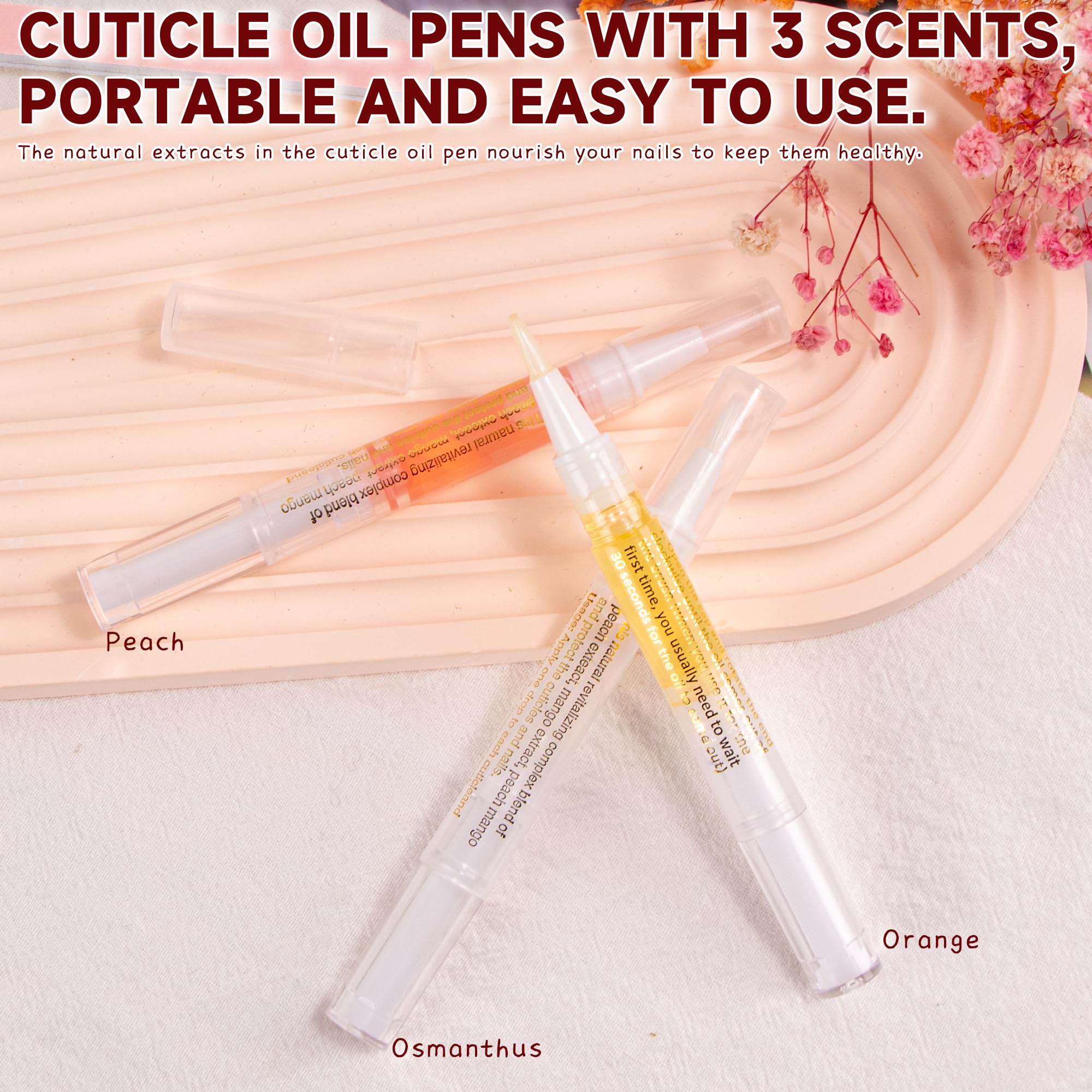3PCS Cuticle Oil for Nails,Cuticle Oil Pen for Nail Care, Nail Cuticle Oil with Nail File,Cuticle Softener for Damaged Nails,Cuticle Kit for Natural Nails,Nail Oil Pen for after Manicure(Mixed Scents)