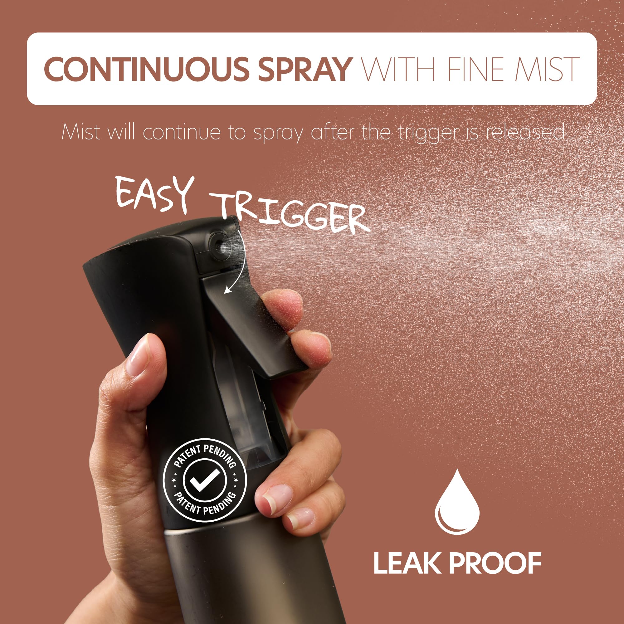 10 OZ Continuous Spray Bottles - Ultra Fine Mist Sprayer | Water Spray Bottle For Hair Stuff, Mister Spray Bottle For Plants Mister | Hair Spray Bottles For Hairstyling, Cleaning, Salons