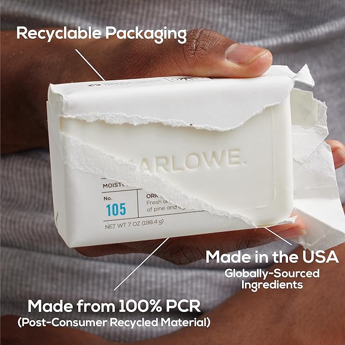 MARLOWE. Bar Soap for Men, Moisturizing Body Soap, Sage + Fir, 7 oz(3 Bars)